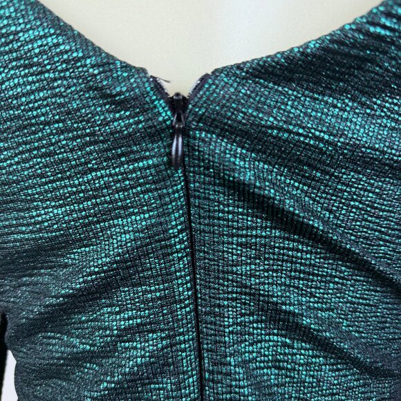 R&M Richard’s Green Metallic Long Sleeve Maxi Dress Women's Shimmery Sz 12 - Picture 8 of 11